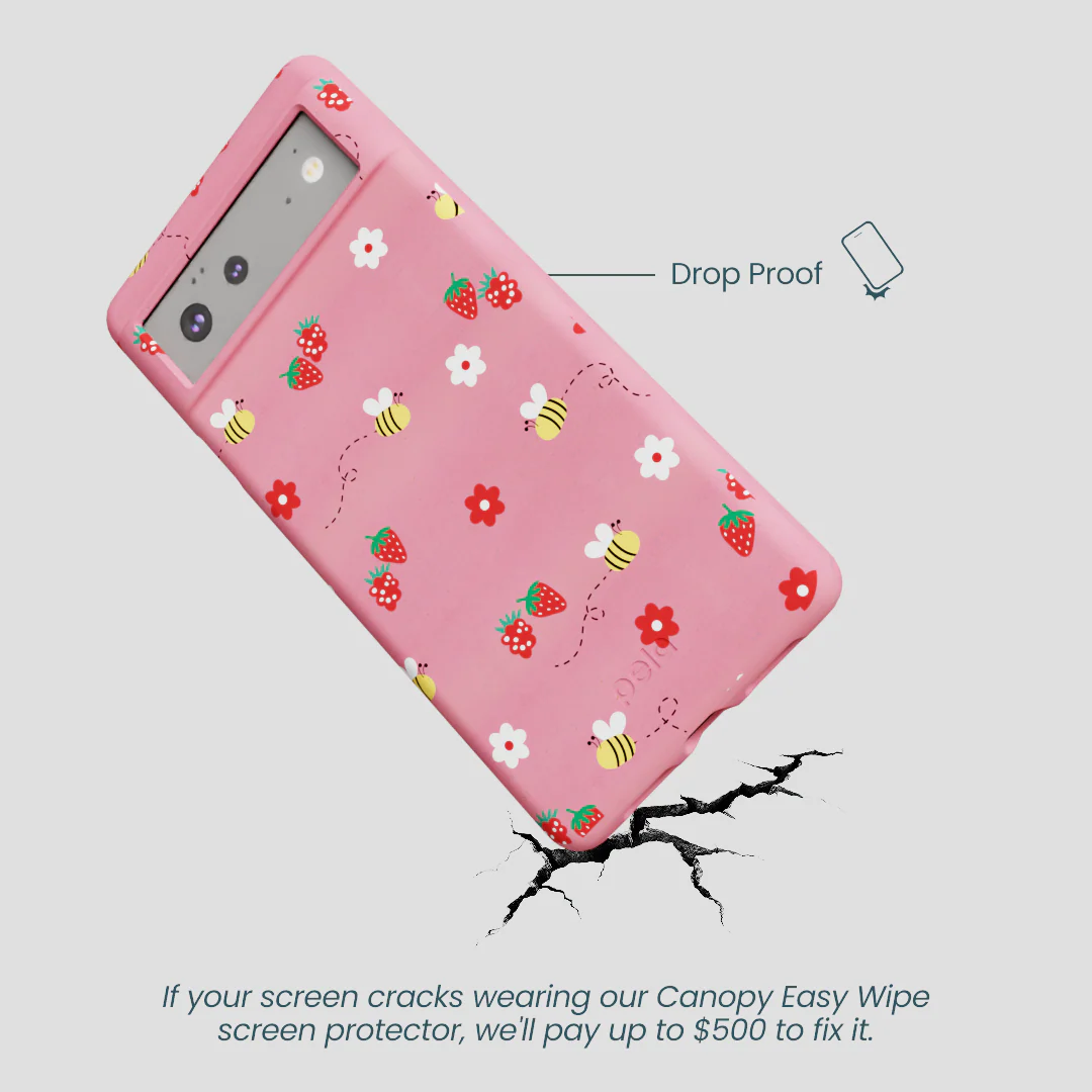 Bubblegum Pink Bees n Berries Google Pixel 6 Case - Image 5