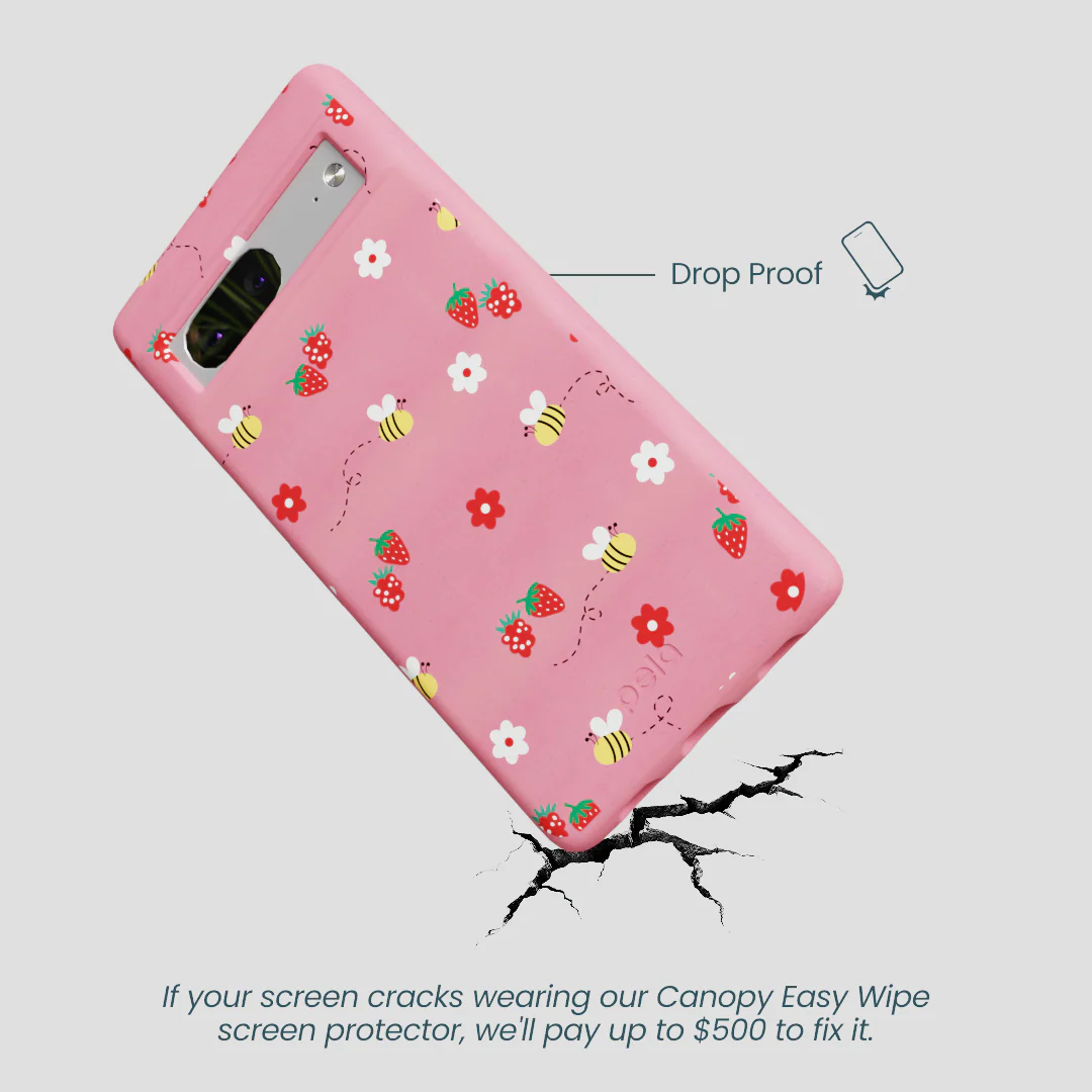 Bubblegum Pink Bees n Berries Google Pixel 7 Case - Image 5