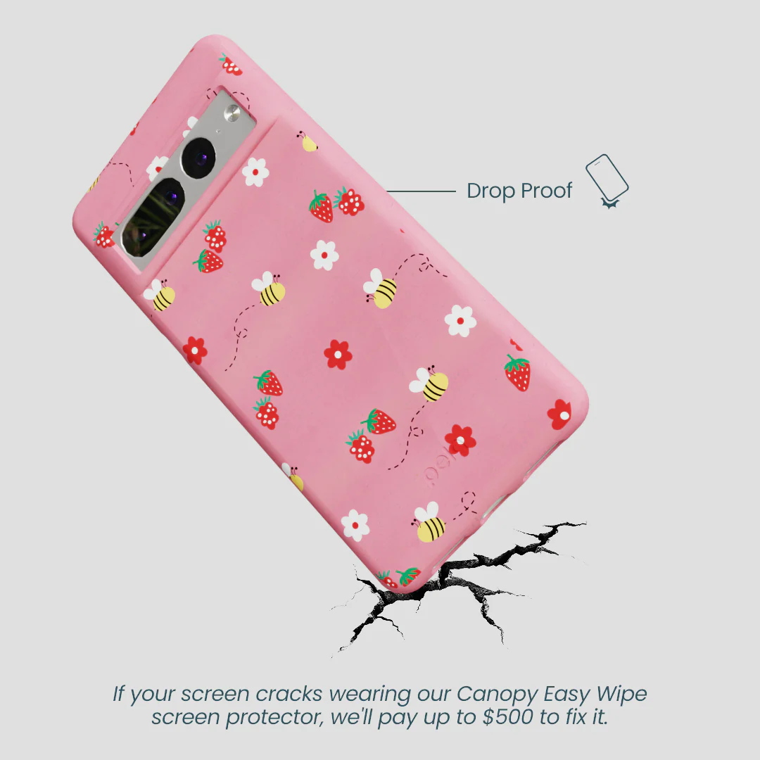 Bubblegum Pink Bees n Berries Google Pixel 7 Pro Case - Image 5