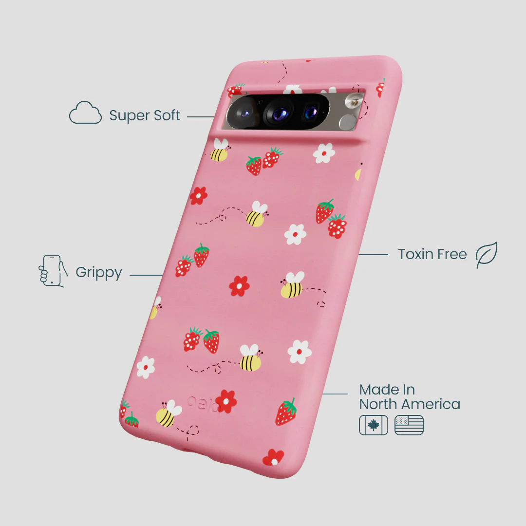 Bubblegum Pink Bees n Berries Google Pixel 8 Pro Case - Image 4