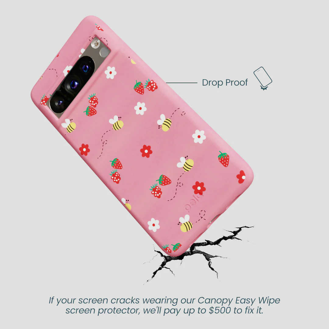 Bubblegum Pink Bees n Berries Google Pixel 8 Pro Case - Image 5