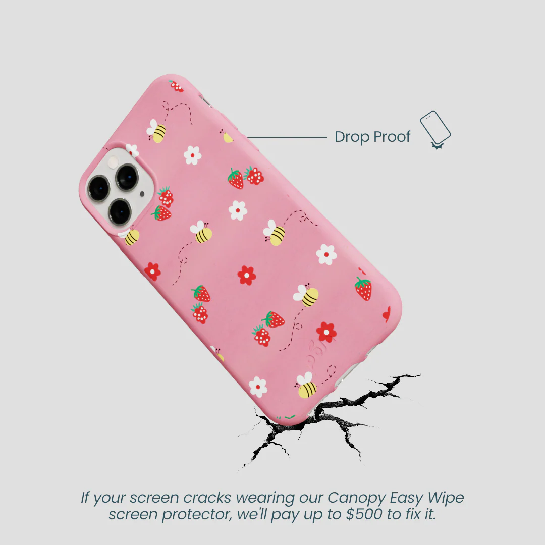 Bubblegum Pink Bees n Berries iPhone 11 Pro Case - Image 5