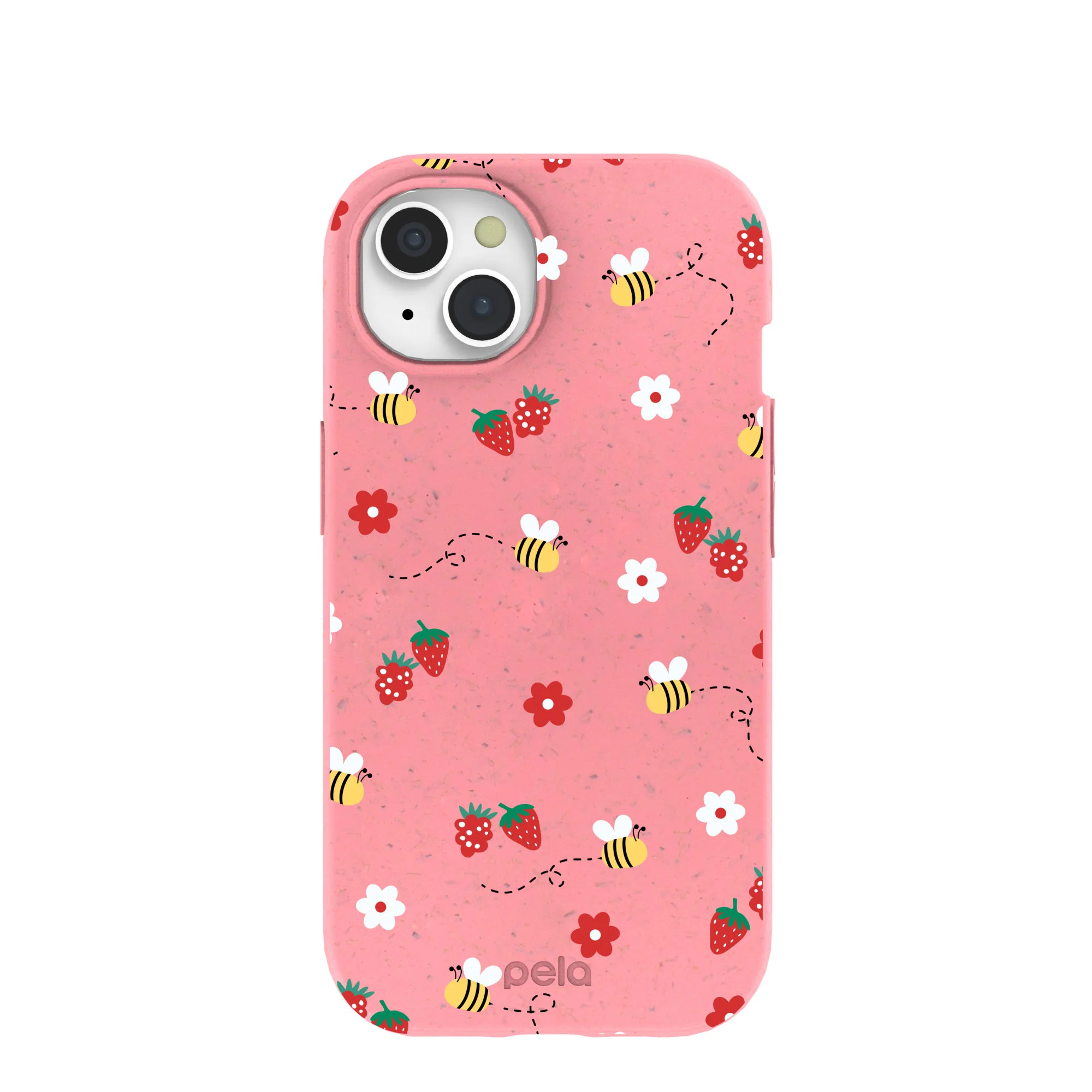 Bubblegum Pink Bees n Berries iPhone 15 Case