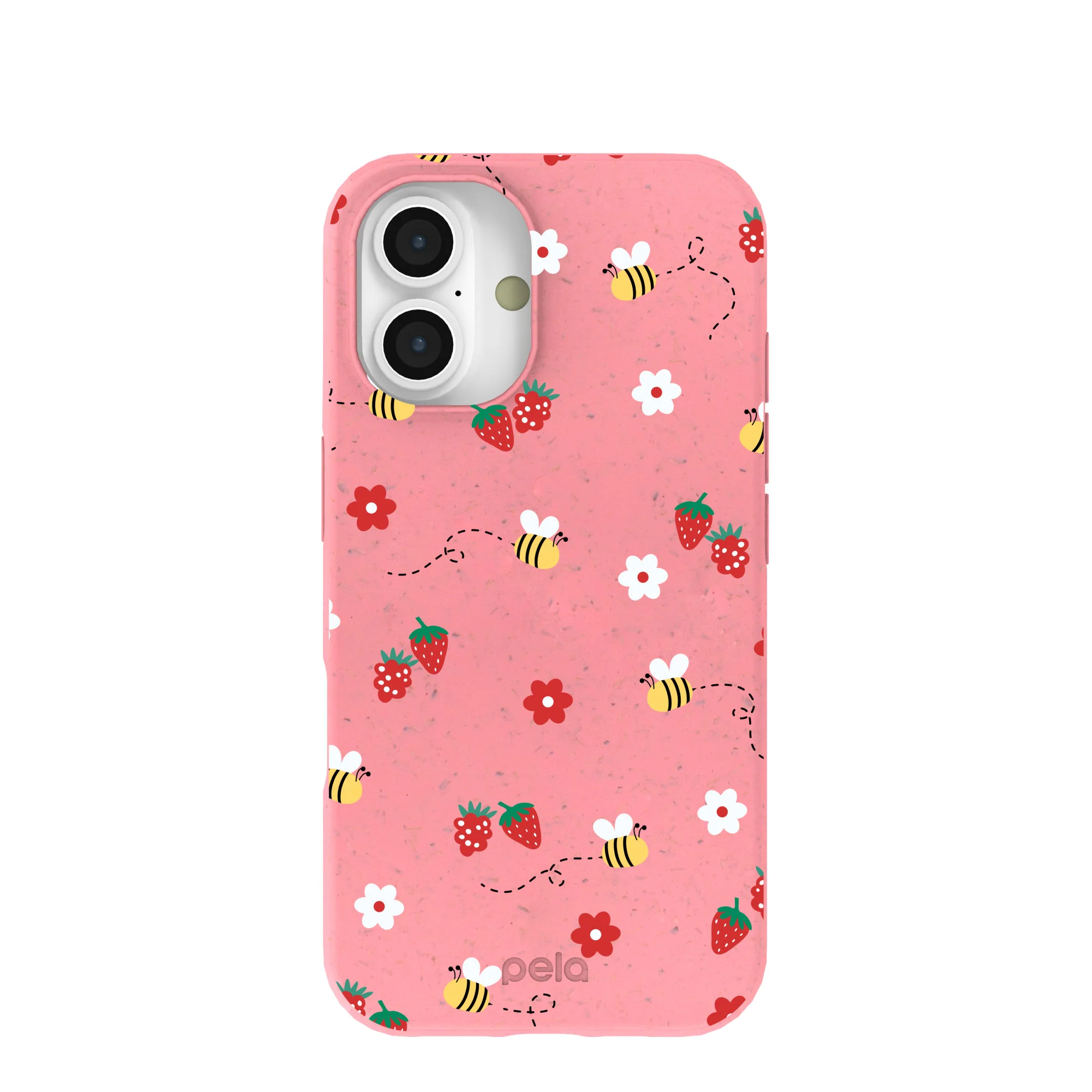 Bubblegum Pink Bees n Berries iPhone 16 Case
