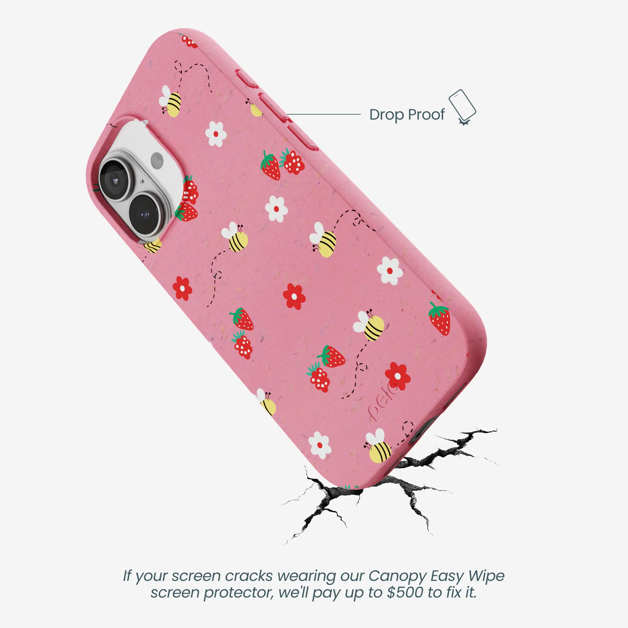 Bubblegum Pink Bees n Berries iPhone 17 Case - Image 5