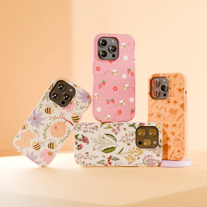 Bubblegum Pink Bees n Berries iPhone XR Case - Image 2