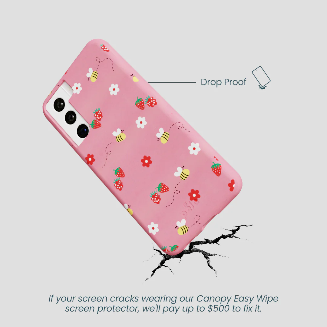 Bubblegum Pink Bees n Berries Samsung Galaxy S21 Case - Image 5