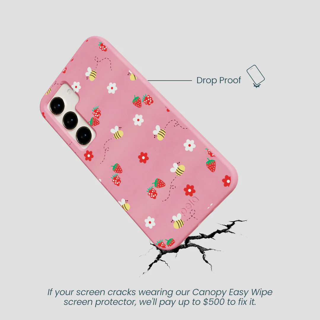 Bubblegum Pink Bees n Berries Samsung Galaxy S23 Case - Image 5