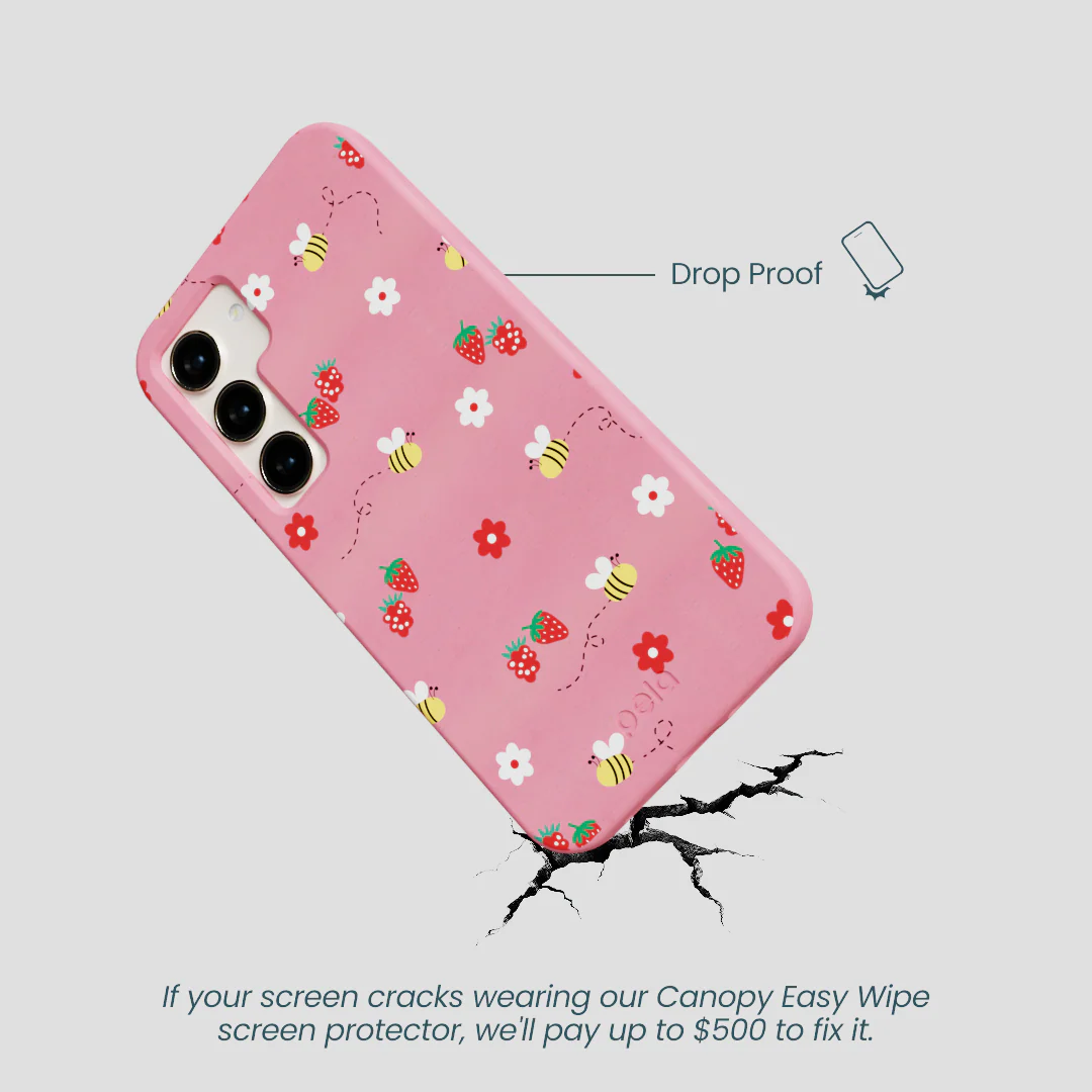 Bubblegum Pink Bees n Berries Samsung Galaxy S24 Case - Image 5