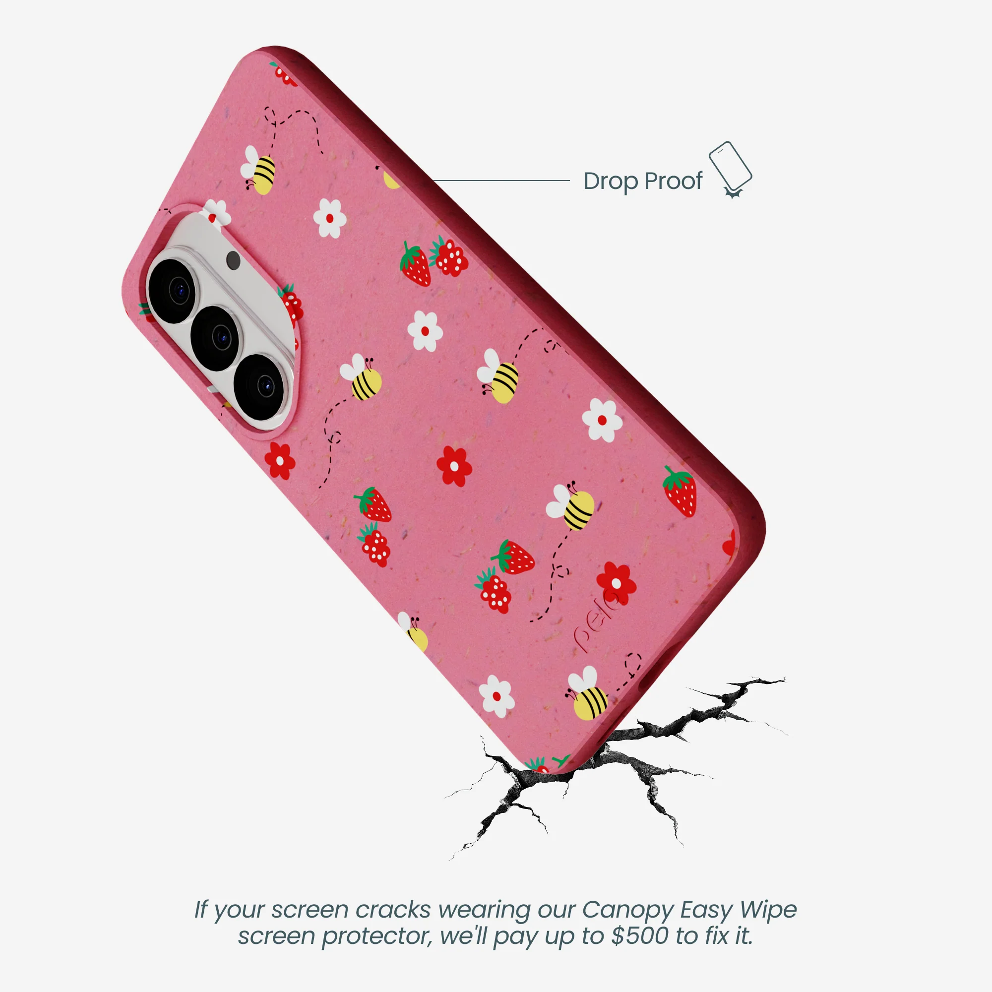 Bubblegum Pink Bees n Berries Samsung Galaxy S26 Case - Image 5
