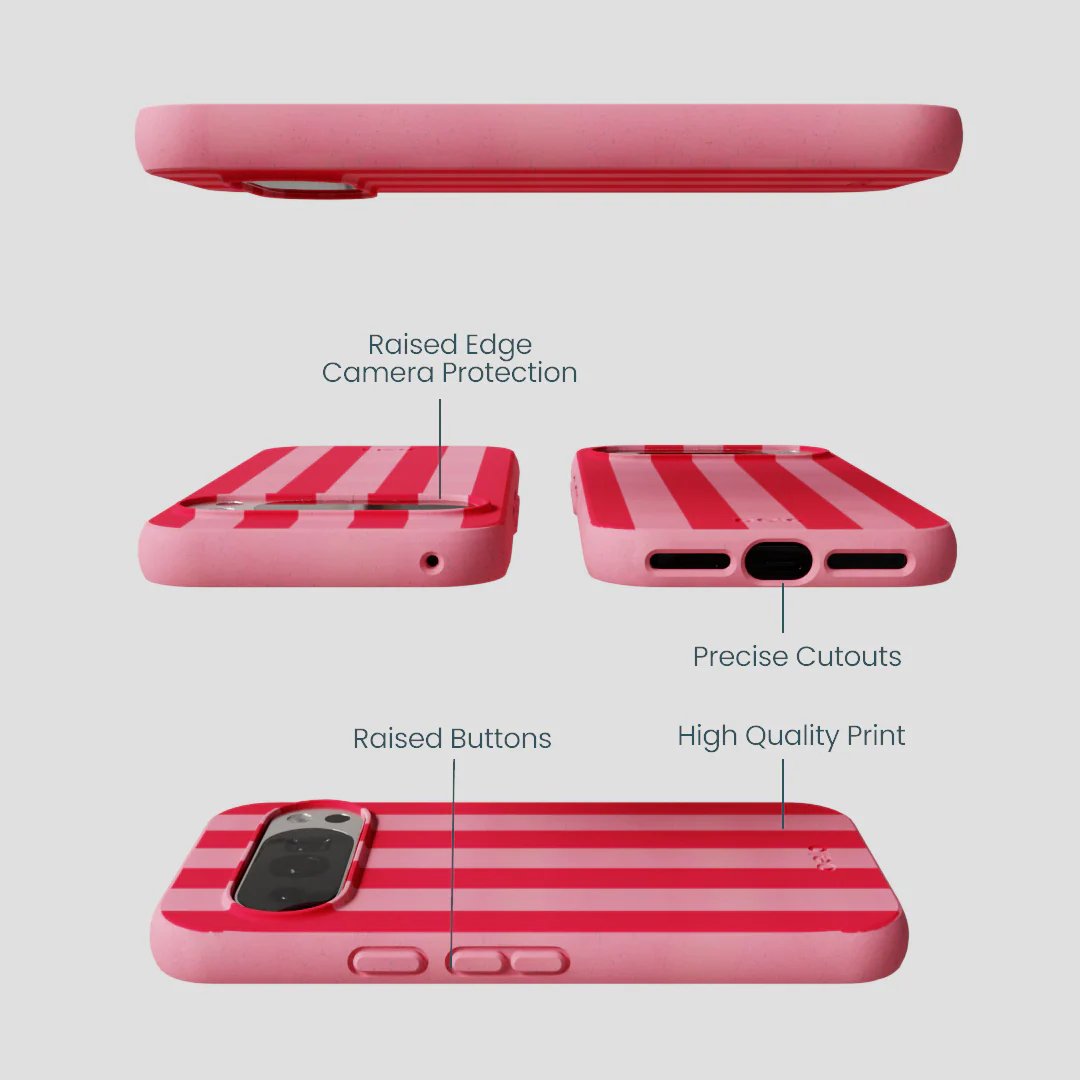 Bubblegum Pink Big Pink Stripes Google Pixel 10/10 Pro Case - Image 3