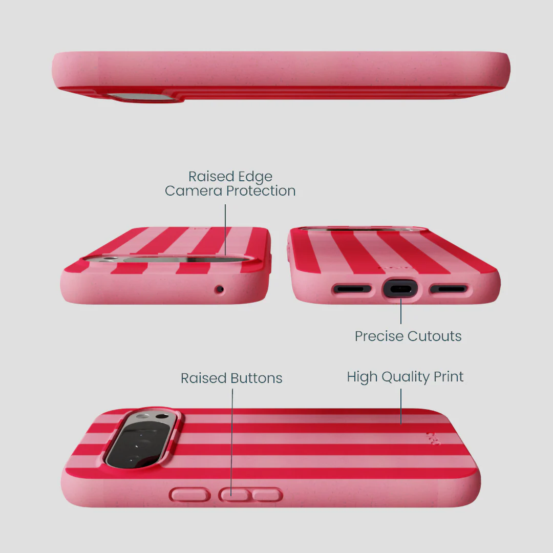 Bubblegum Pink Big Pink Stripes Google Pixel 10 Pro XL Case - Image 3