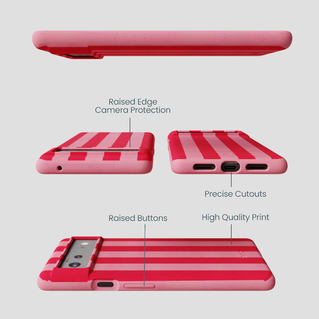 Bubblegum Pink Big Pink Stripes Google Pixel 6 Case - Image 3