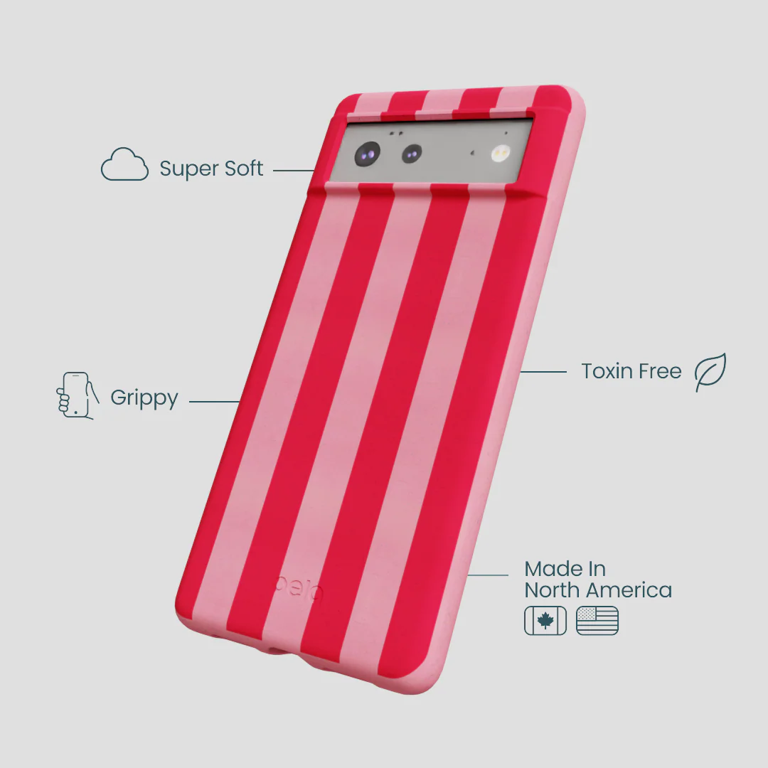 Bubblegum Pink Big Pink Stripes Google Pixel 6 Case - Image 4