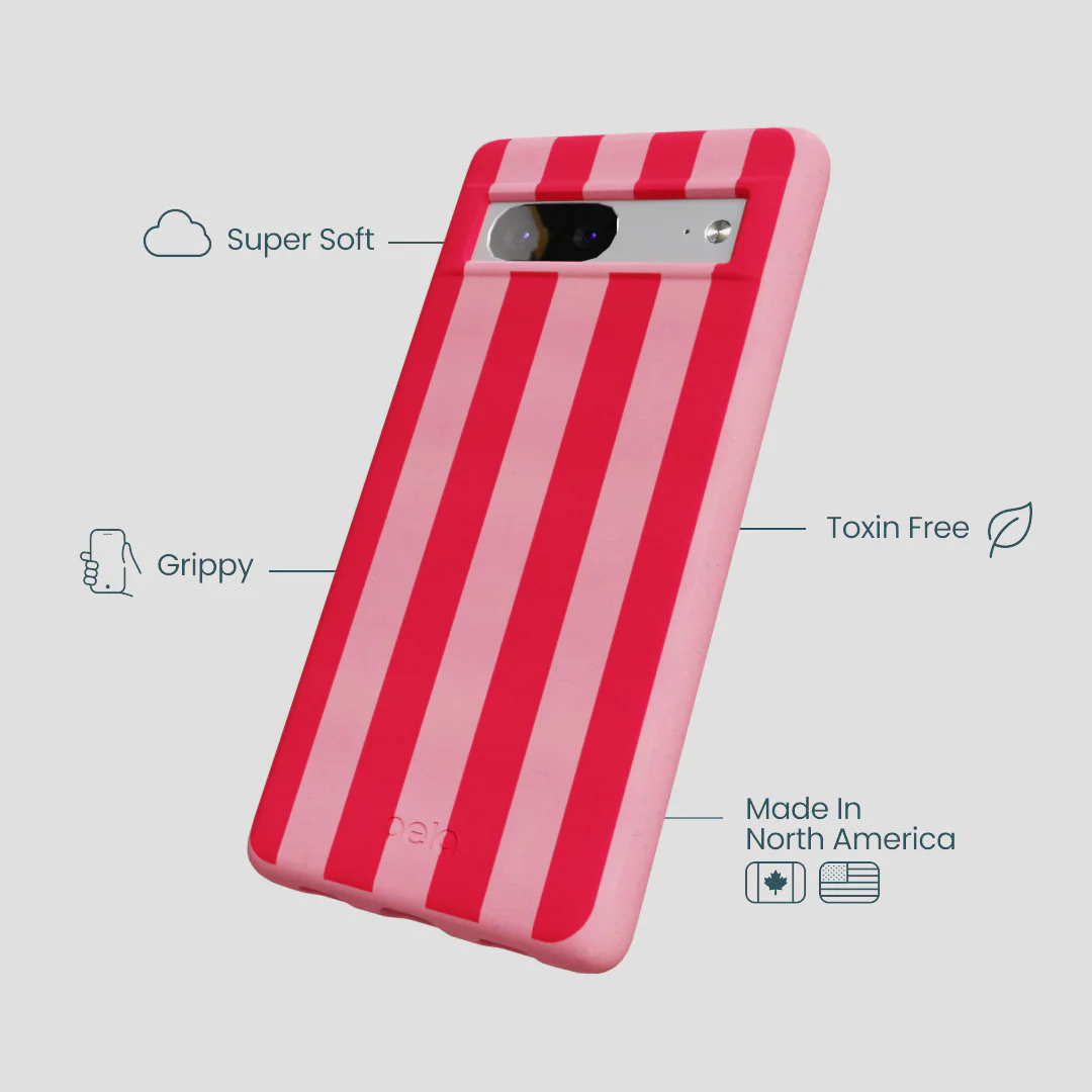 Bubblegum Pink Big Pink Stripes Google Pixel 7 Case - Image 4
