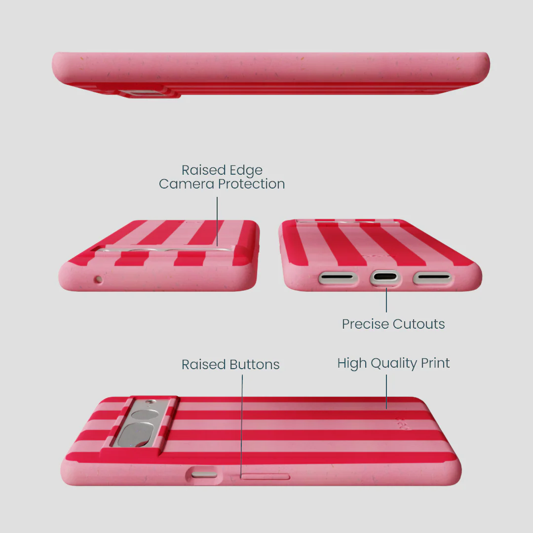 Bubblegum Pink Big Pink Stripes Google Pixel 7 Pro Case - Image 3