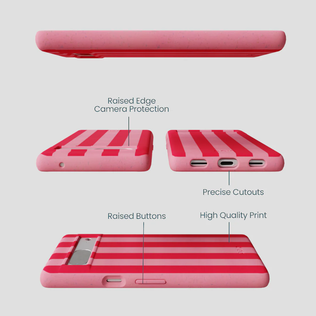 Bubblegum Pink Big Pink Stripes Google Pixel 7a Case - Image 3