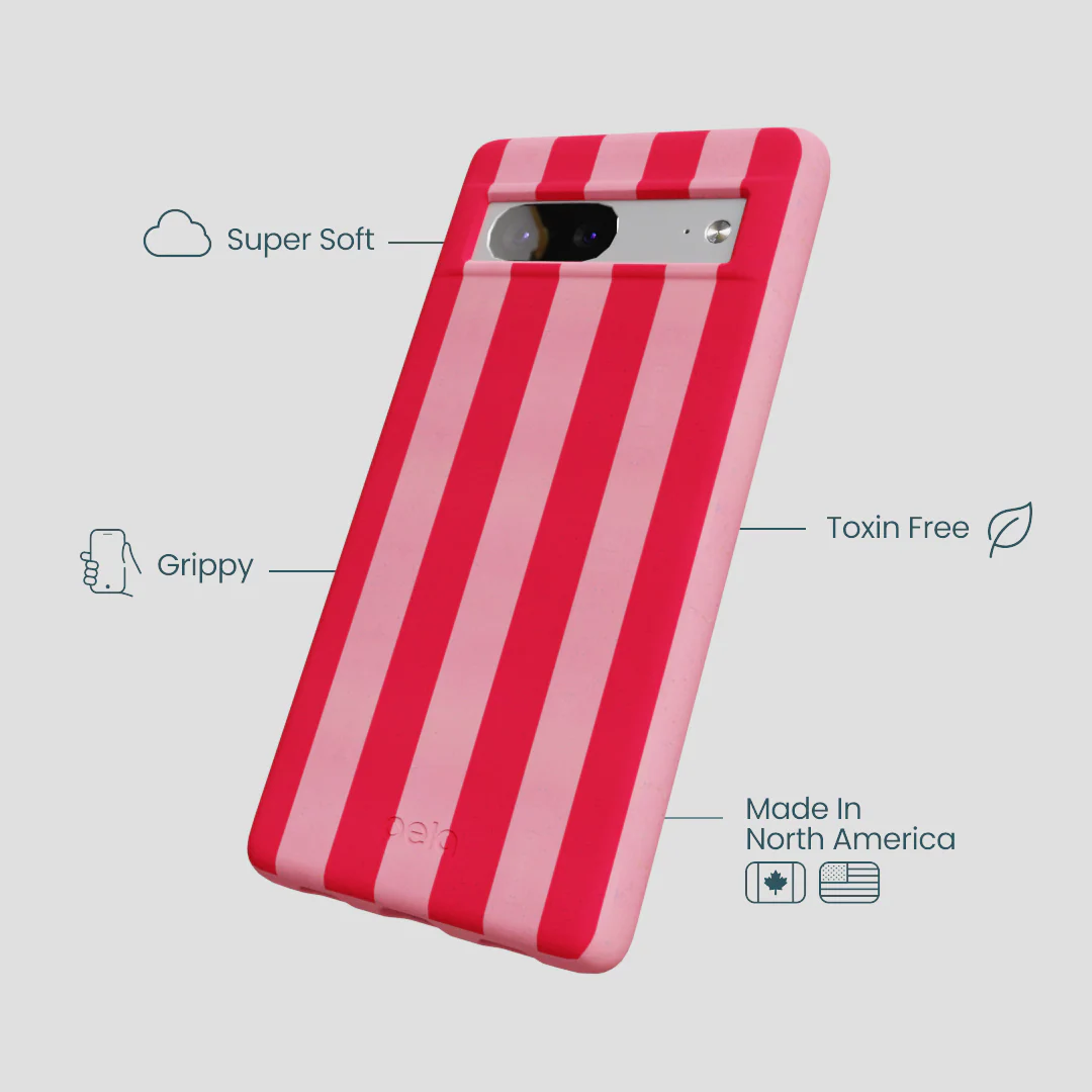 Bubblegum Pink Big Pink Stripes Google Pixel 7a Case - Image 4