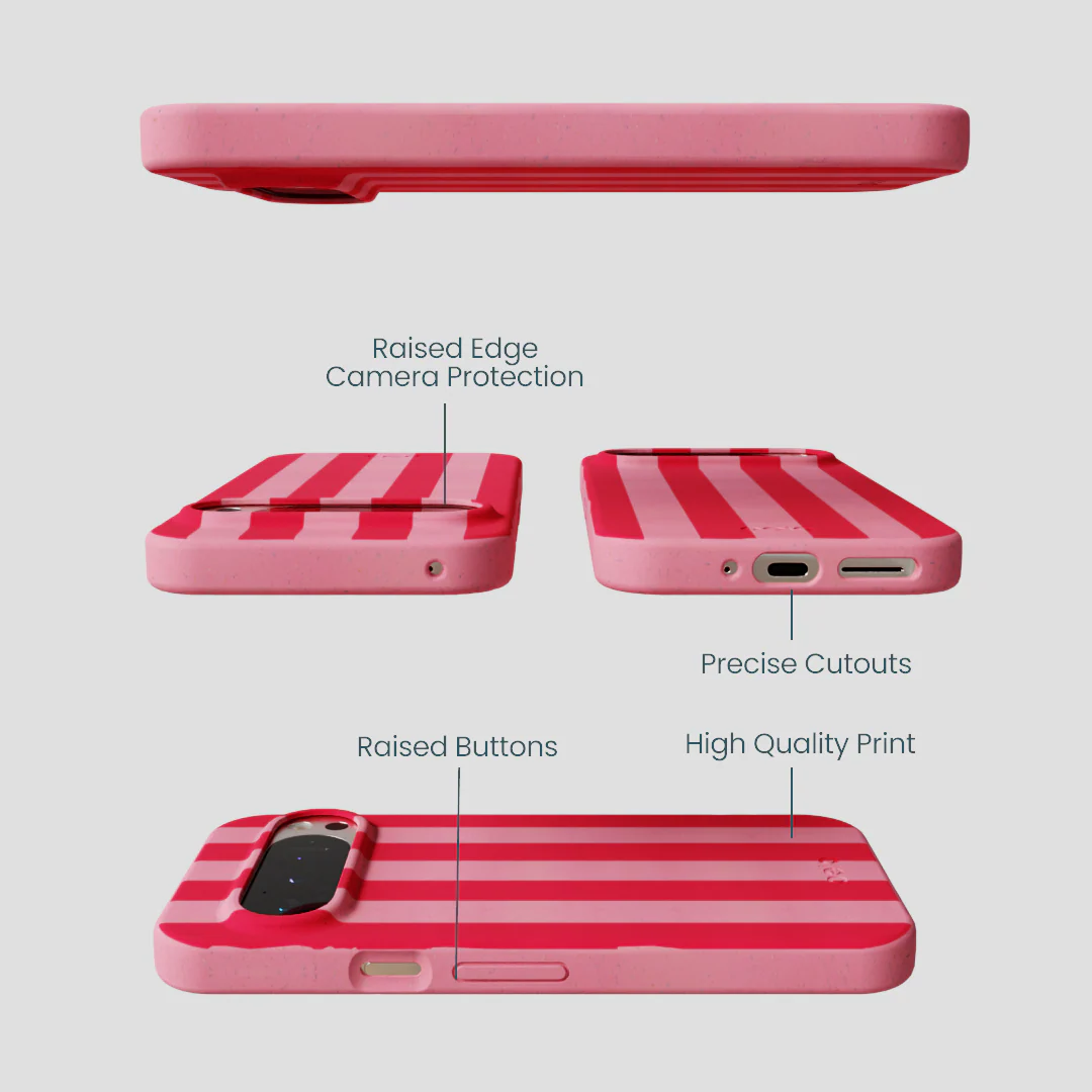 Bubblegum Pink Big Pink Stripes Google Pixel 9/9 Pro Case - Image 3