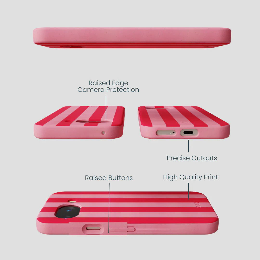 Bubblegum Pink Big Pink Stripes Google Pixel 9a Case - Image 3