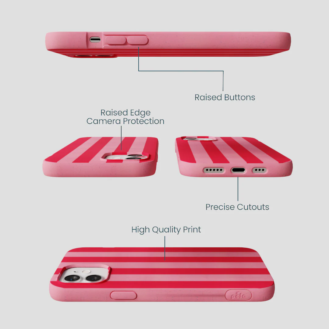Bubblegum Pink Big Pink Stripes iPhone 12/ iPhone 12 Pro Case - Image 3