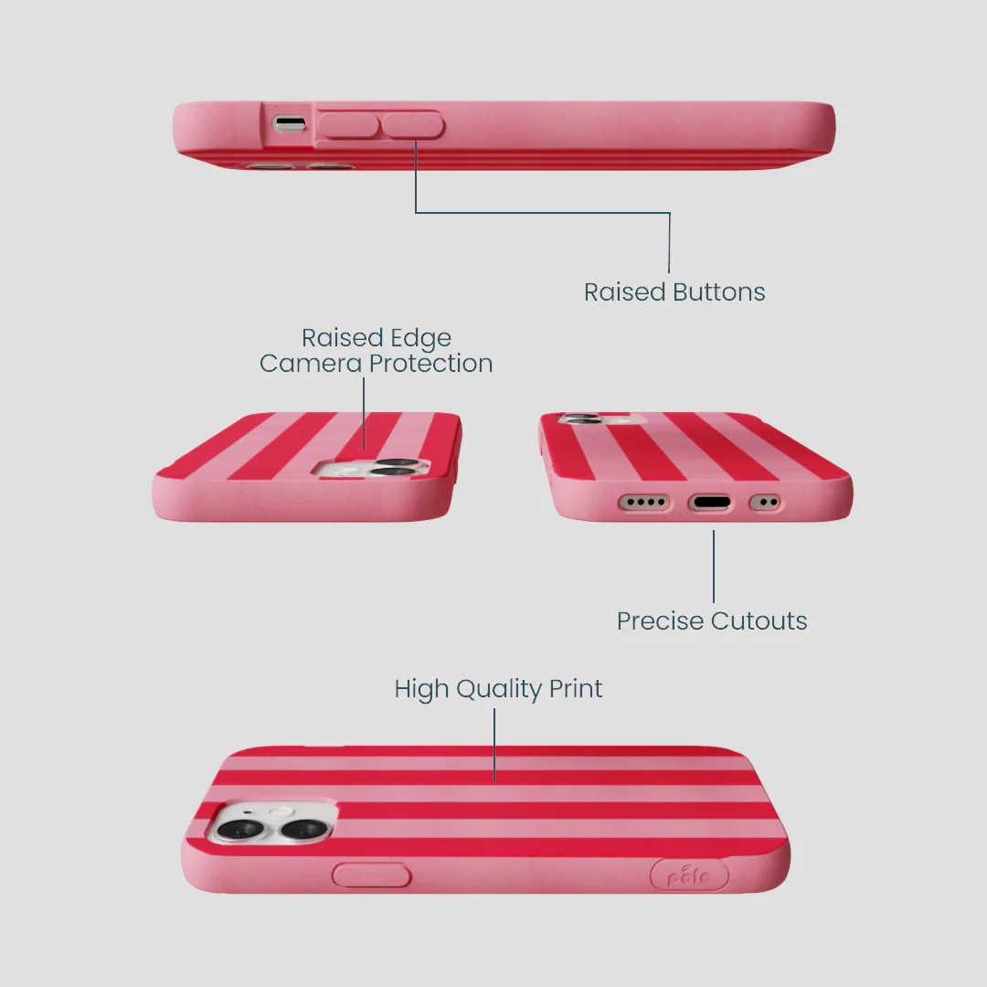 Bubblegum Pink Big Pink Stripes iPhone 12 Mini Case - Image 3