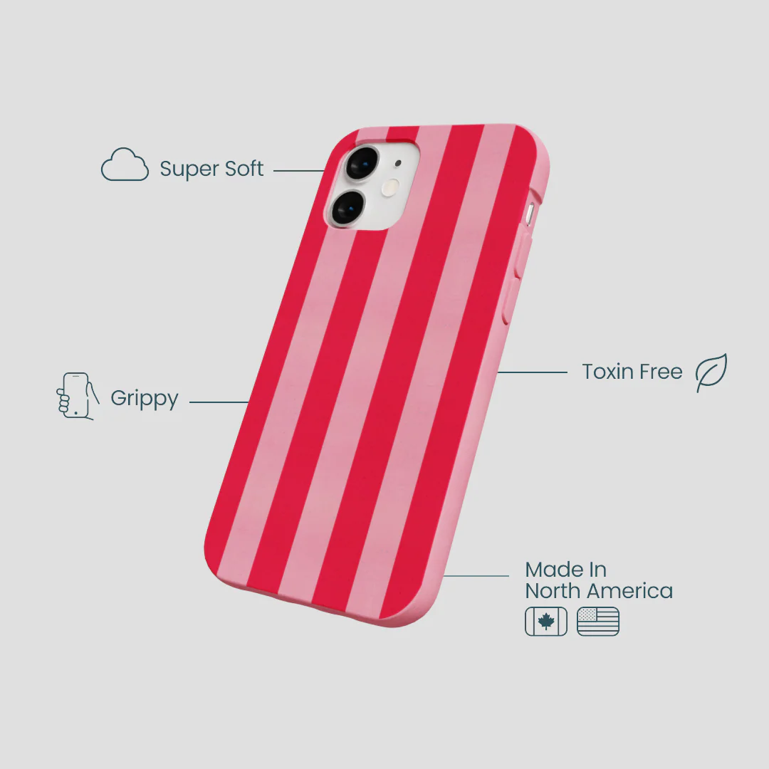 Bubblegum Pink Big Pink Stripes iPhone 12 Mini Case - Image 4