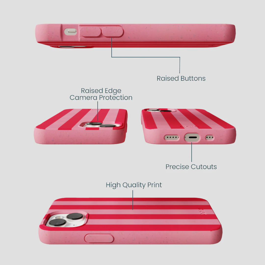 Bubblegum Pink Big Pink Stripes iPhone 13 Case - Image 3