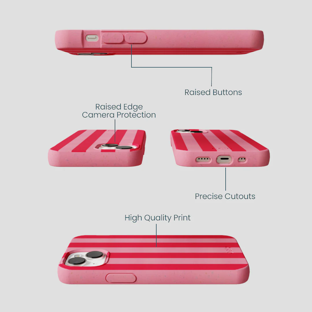 Bubblegum Pink Big Pink Stripes iPhone 13 Mini Case - Image 3