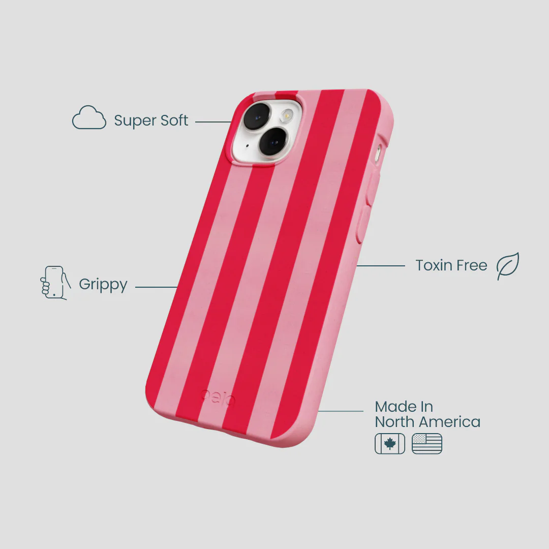 Bubblegum Pink Big Pink Stripes iPhone 13 Mini Case - Image 4
