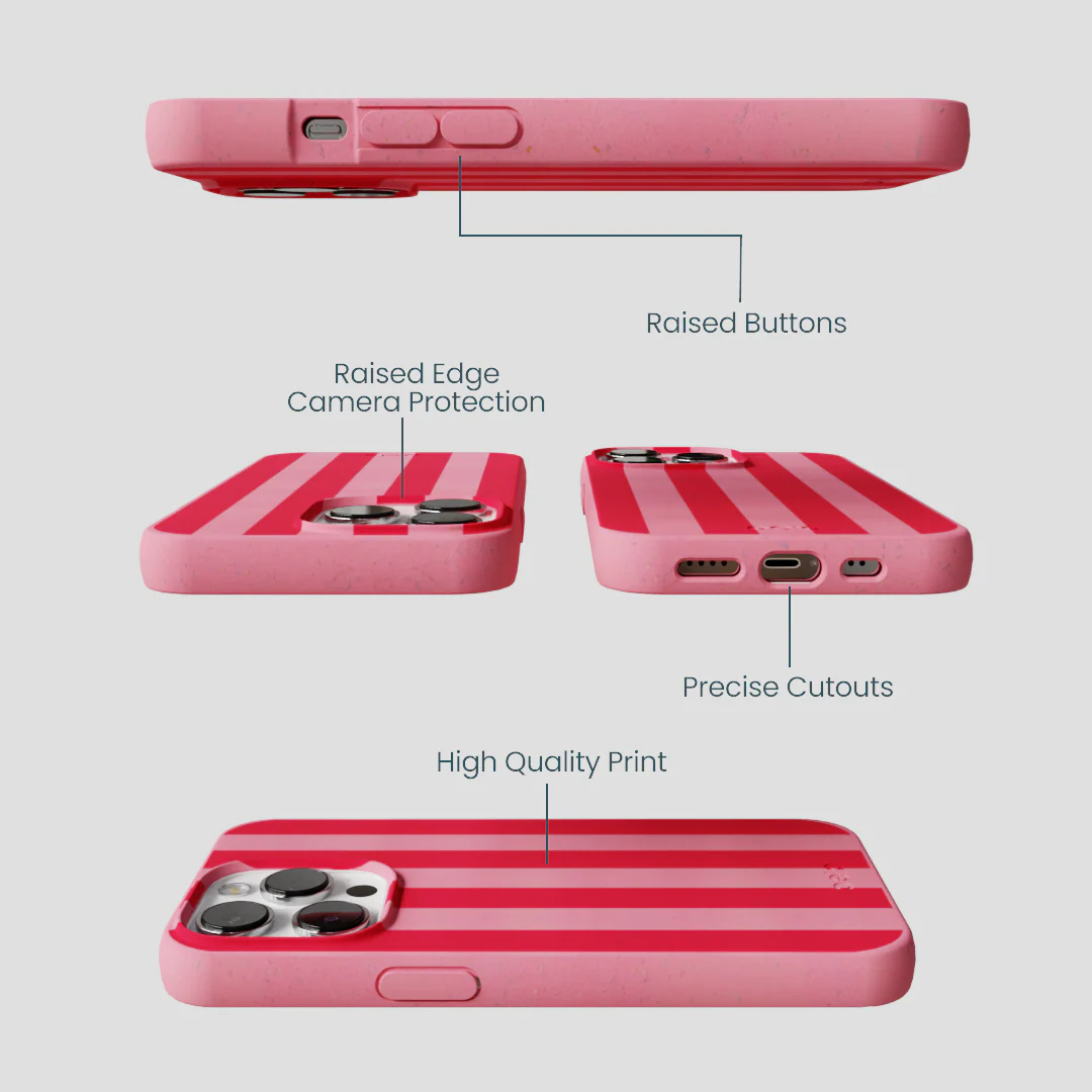 Bubblegum Pink Big Pink Stripes iPhone 13 Pro Case - Image 3