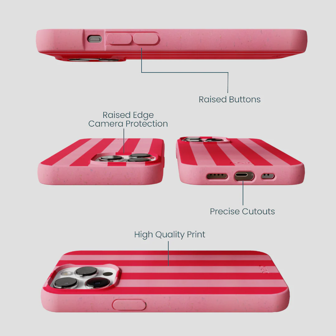 Bubblegum Pink Big Pink Stripes iPhone 13 Pro Max Case - Image 3