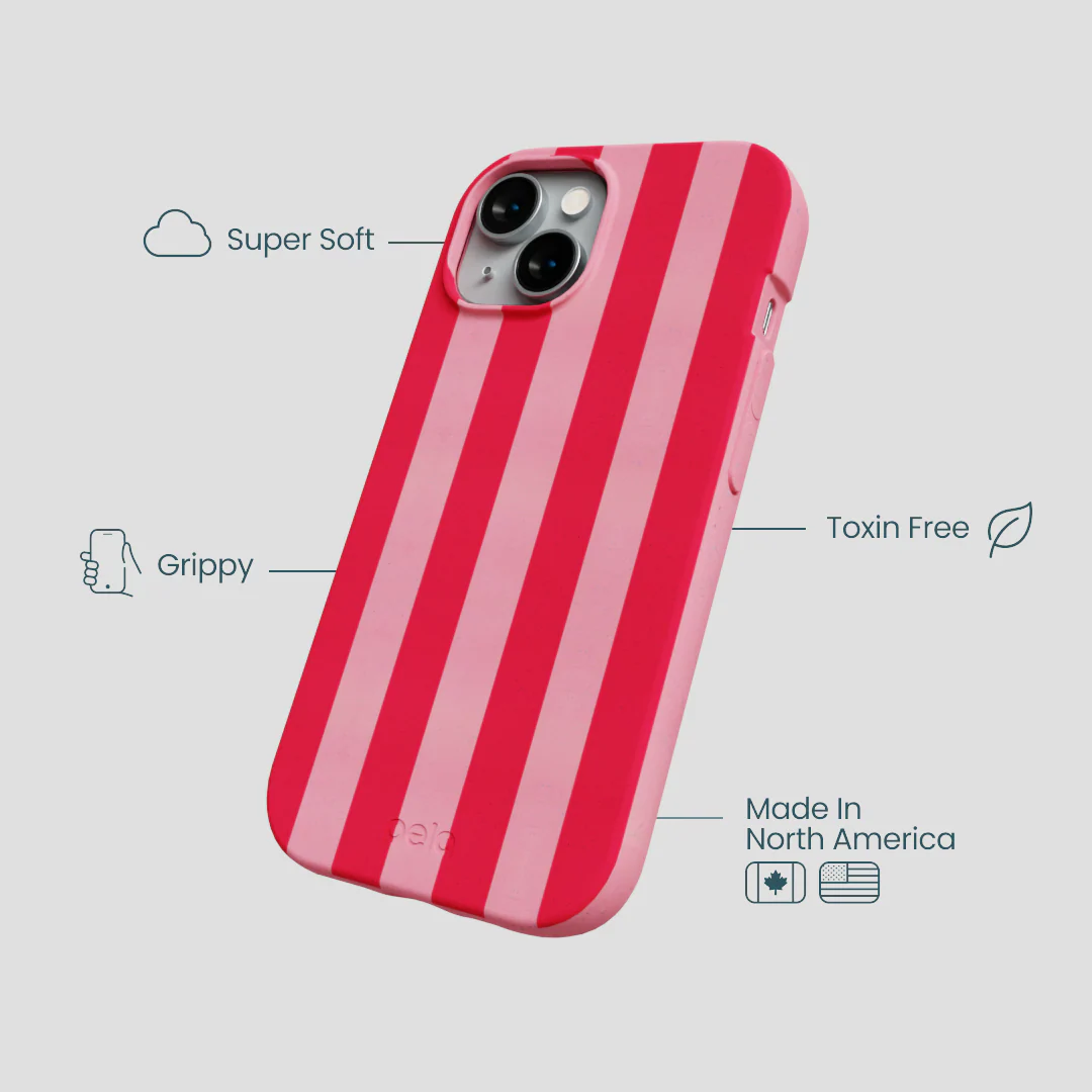 Bubblegum Pink Big Pink Stripes iPhone 14 Case - Image 4