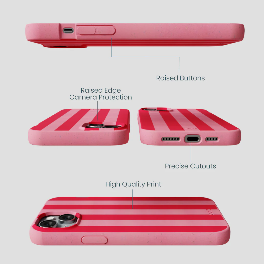 Bubblegum Pink Big Pink Stripes iPhone 14 Plus Case - Image 3
