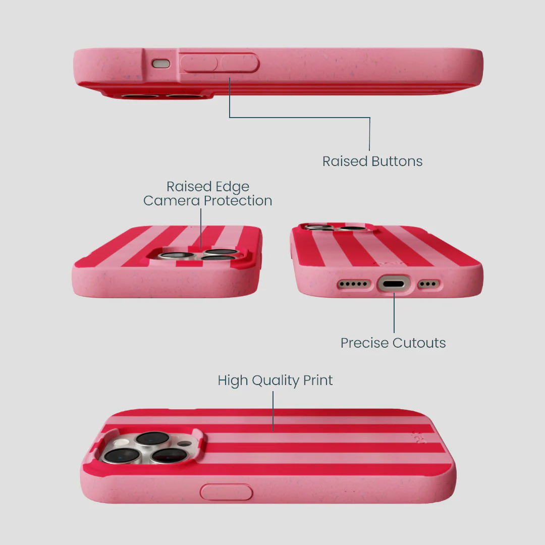 Bubblegum Pink Big Pink Stripes iPhone 14 Pro Case - Image 3