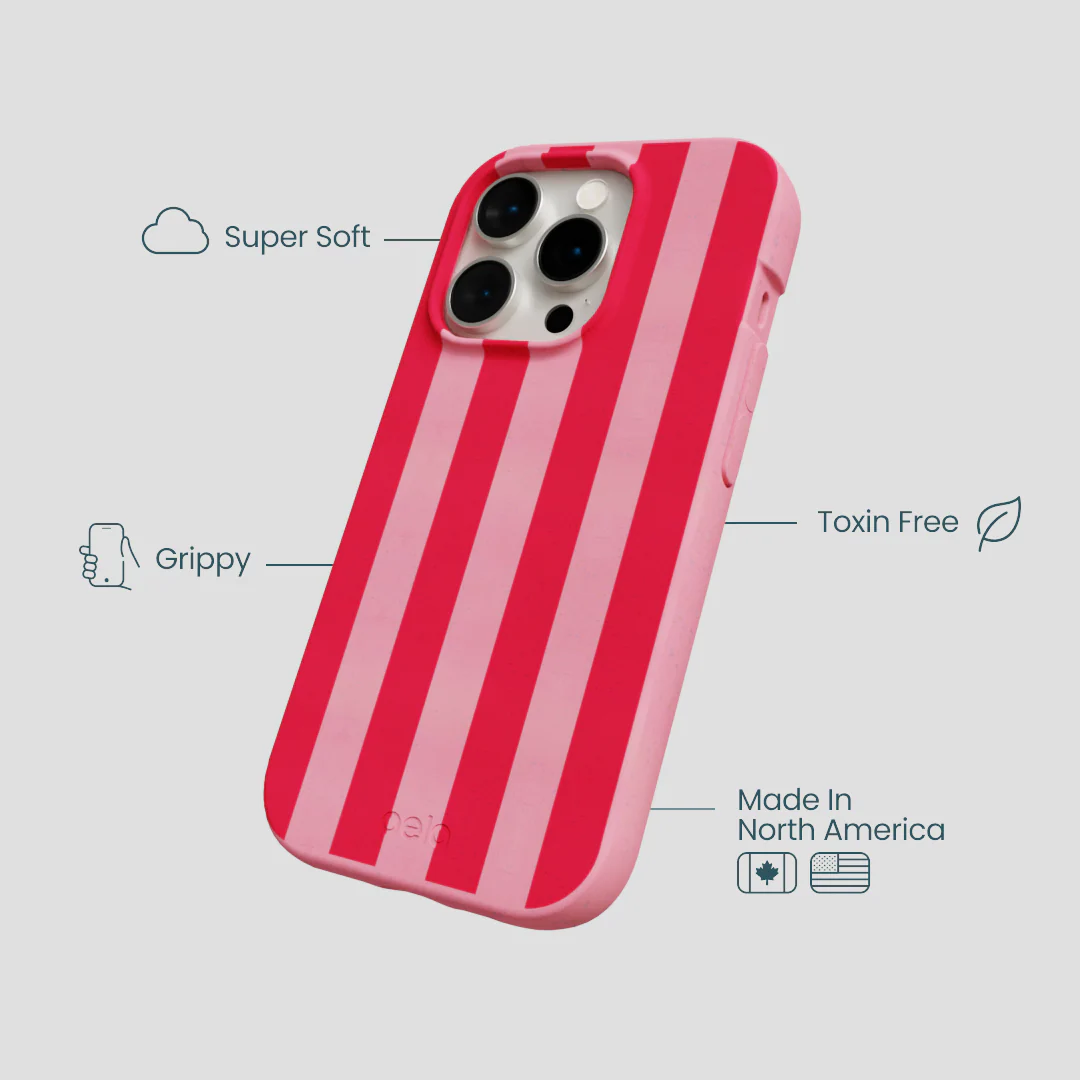 Bubblegum Pink Big Pink Stripes iPhone 14 Pro Case - Image 4