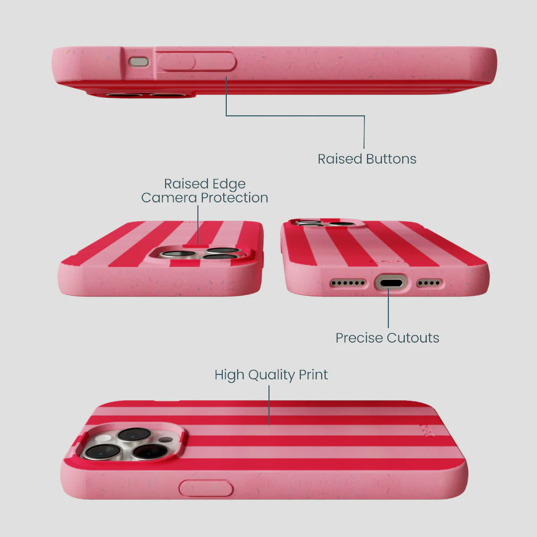 Bubblegum Pink Big Pink Stripes iPhone 14 Pro Max Case - Image 3