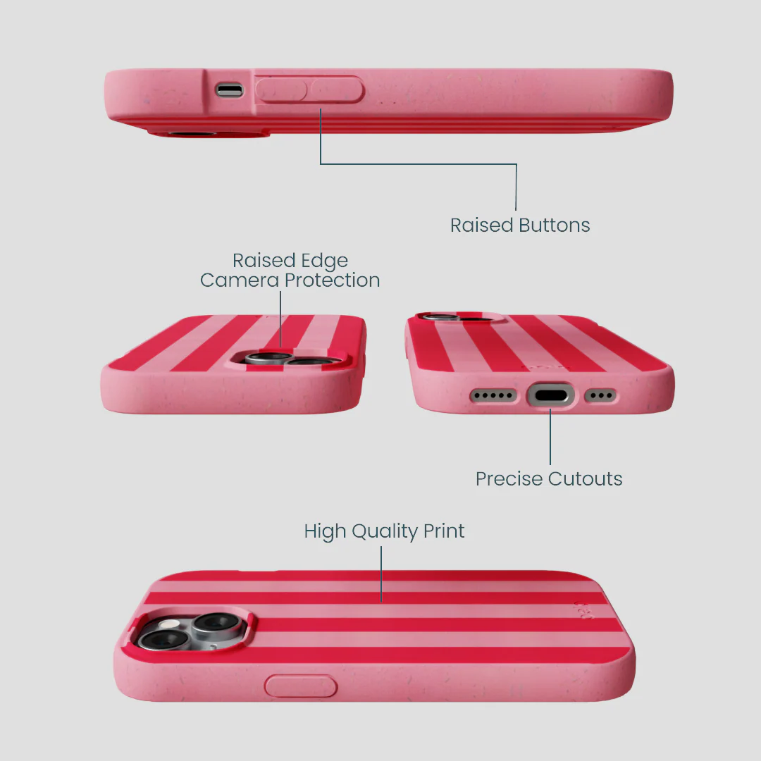 Bubblegum Pink Big Pink Stripes iPhone 15 Case - Image 3