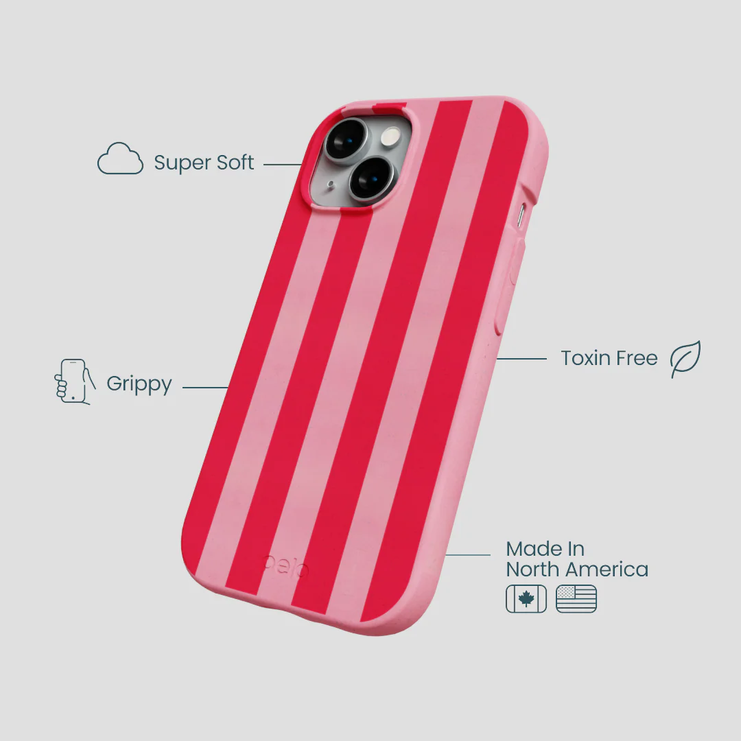 Bubblegum Pink Big Pink Stripes iPhone 15 Case - Image 4