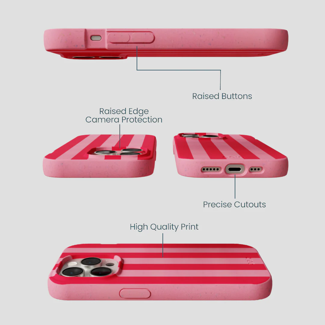 Bubblegum Pink Big Pink Stripes iPhone 15 Pro Case - Image 3