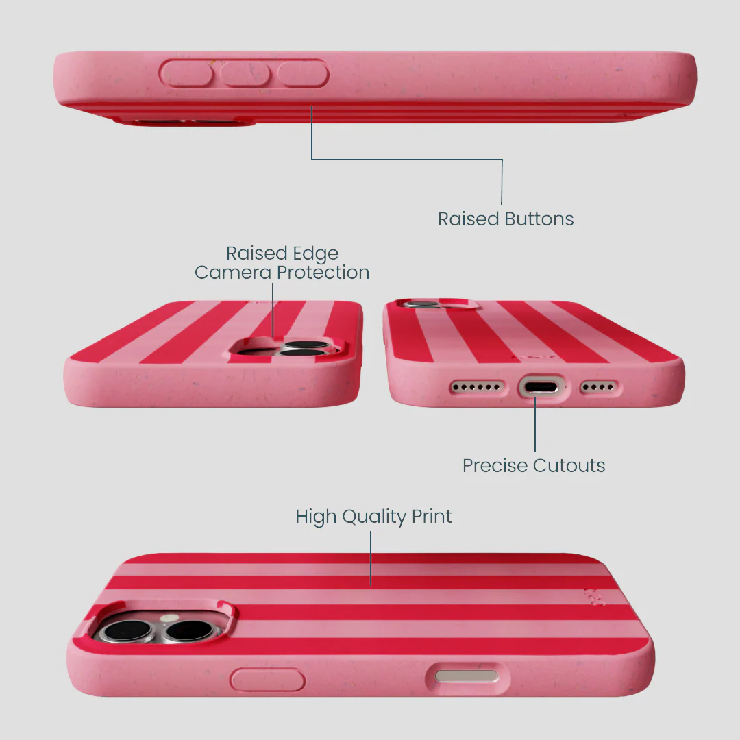Bubblegum Pink Big Pink Stripes iPhone 16 Plus Case - Image 3