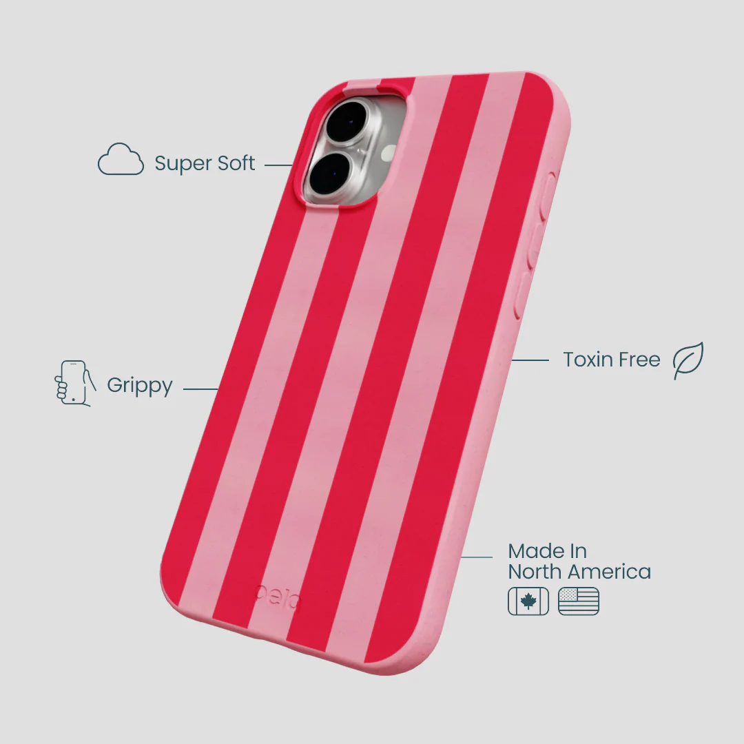 Bubblegum Pink Big Pink Stripes iPhone 16 Plus Case - Image 4