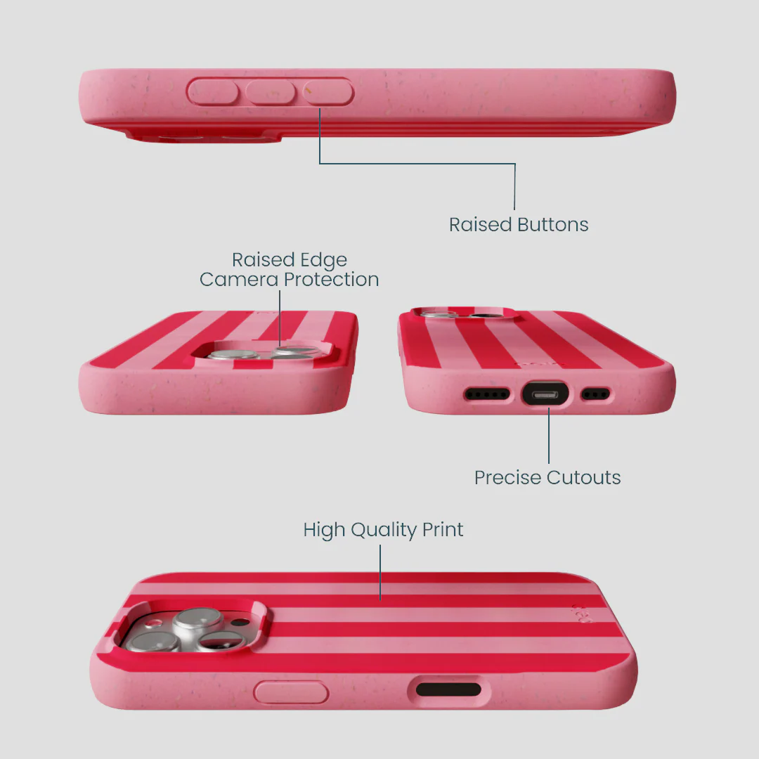 Bubblegum Pink Big Pink Stripes iPhone 16 Pro Case - Image 3