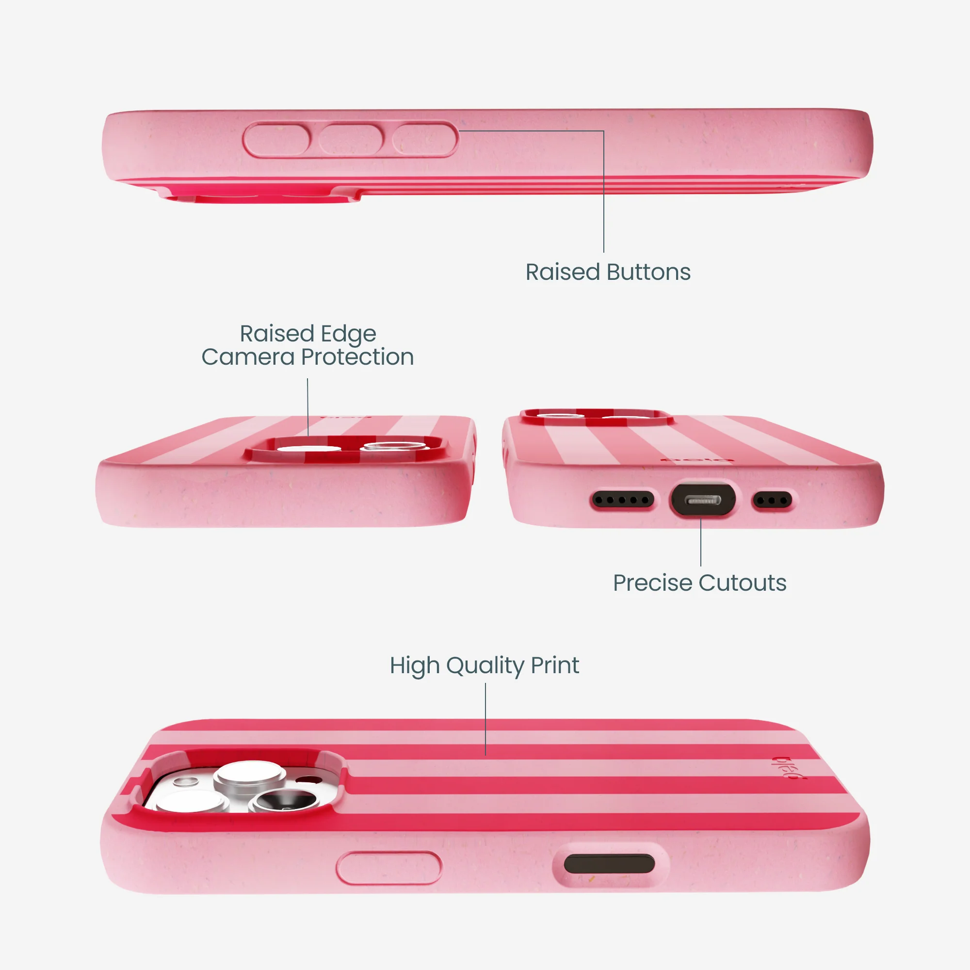 Bubblegum Pink Big Pink Stripes iPhone 16 Pro Max Case - Image 3