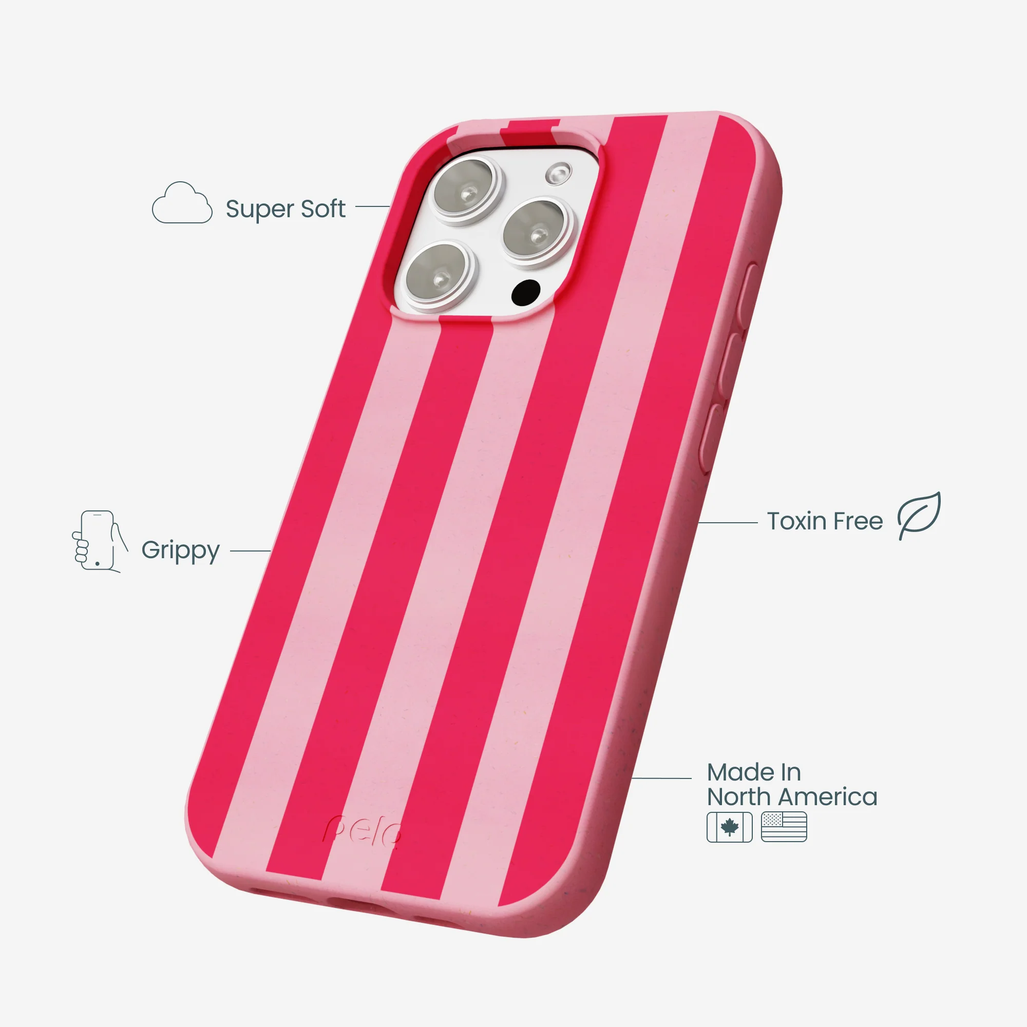 Bubblegum Pink Big Pink Stripes iPhone 16 Pro Max Case - Image 4