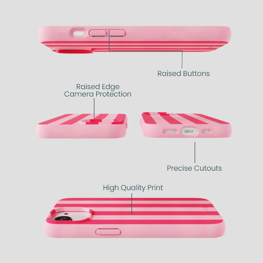 Bubblegum Pink Big Pink Stripes iPhone 16e/17e Case - Image 3