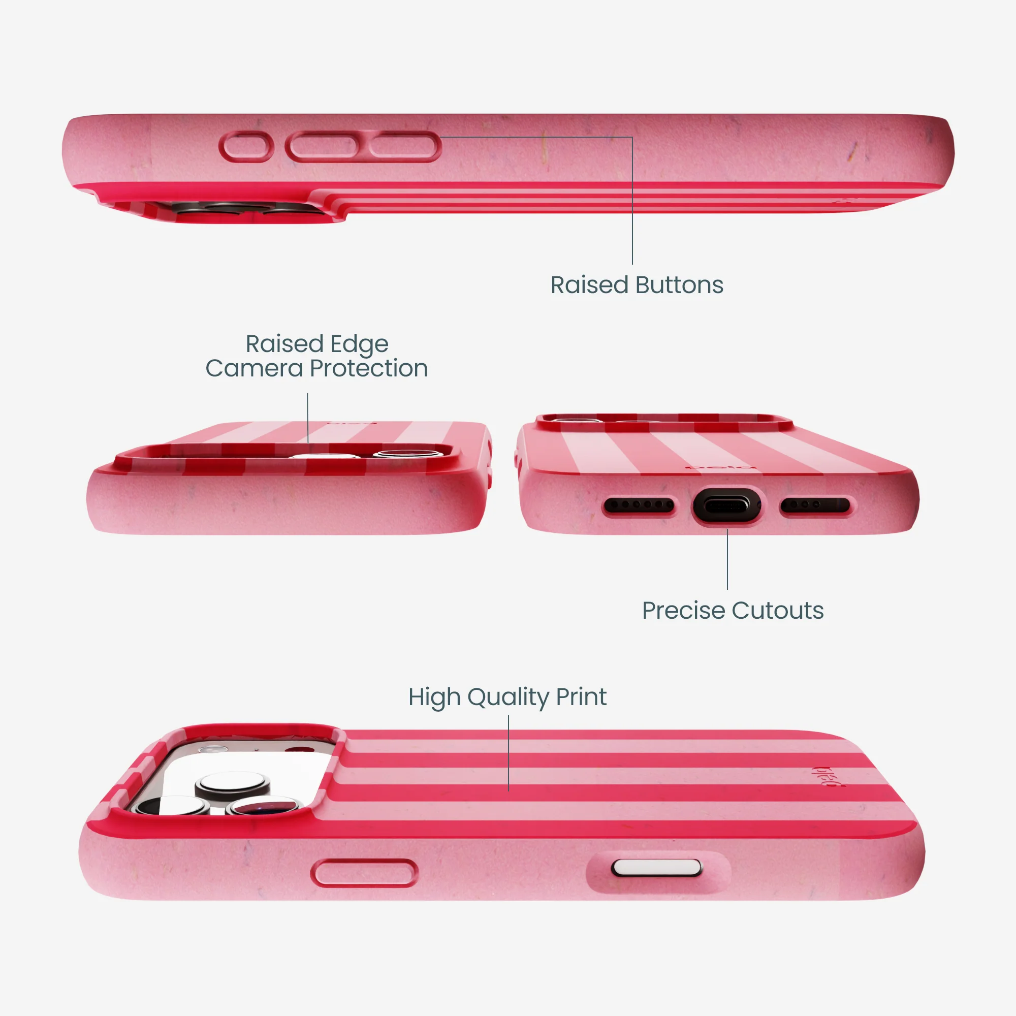 Bubblegum Pink Big Pink Stripes iPhone 17 Pro Max Case - Image 3