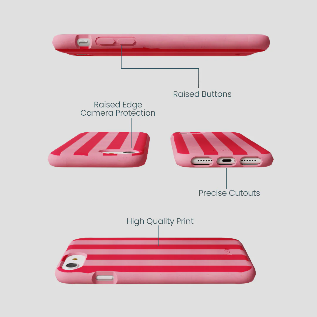 Bubblegum Pink Big Pink Stripes iPhone 6/6s/7/8/SE Case - Image 3
