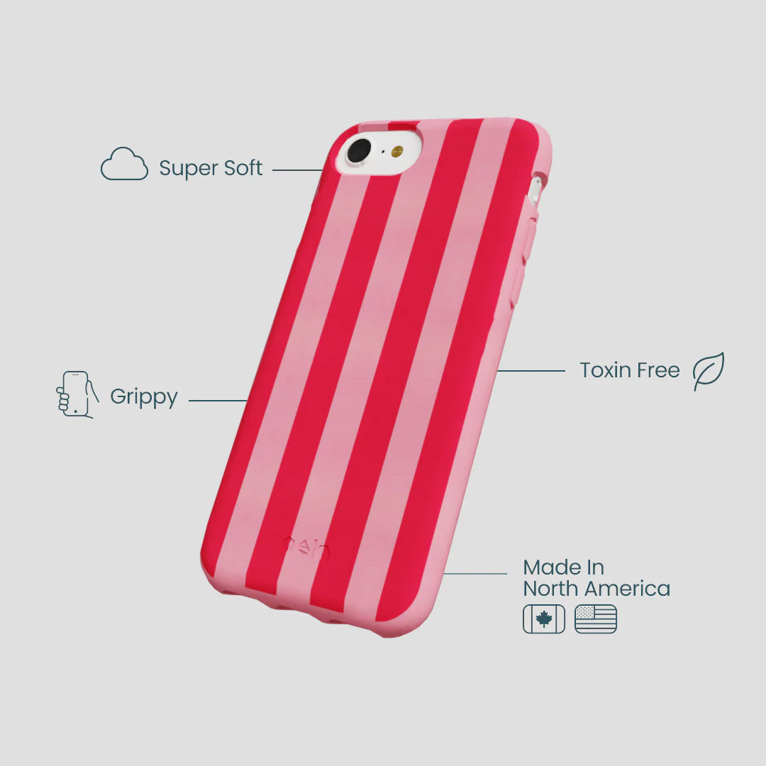 Bubblegum Pink Big Pink Stripes iPhone 6/6s/7/8/SE Case - Image 4