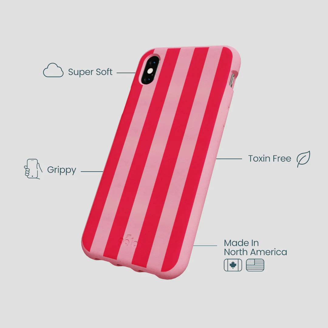 Bubblegum Pink Big Pink Stripes iPhone XR Case - Image 4